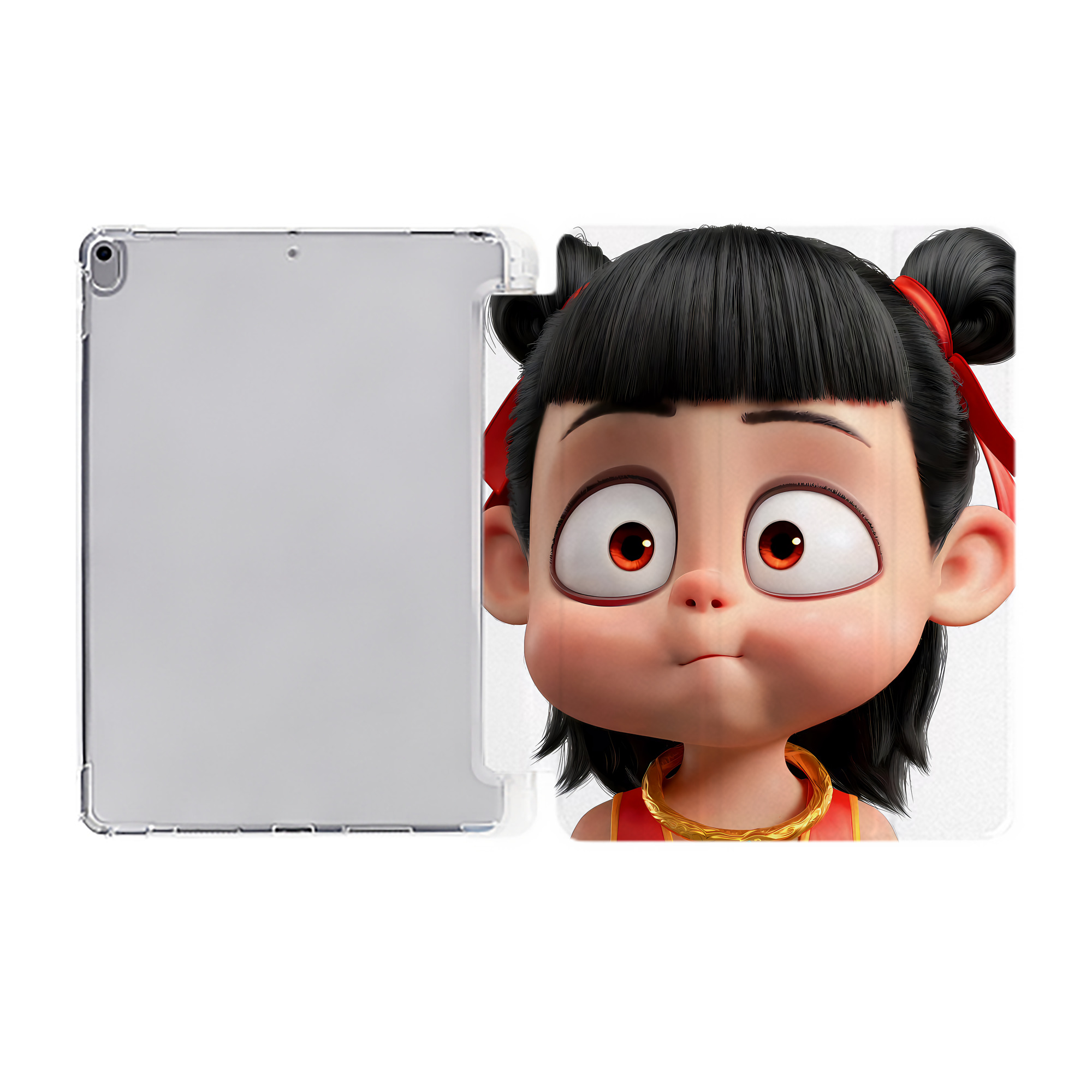 （画像用） Ne Zha 2 ナタ 魔童の大暴れ IPad ケース ペン収納付き 三つ折りスタンド PUレザー×シリコン 対応機種9.5/10.5/10.9インチ